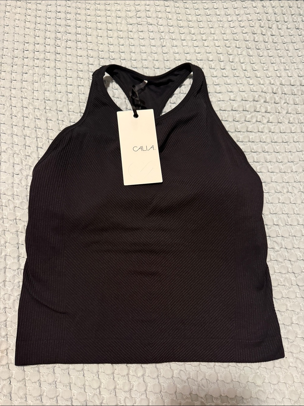 CALIA by Carrie Underwood Black Ribbed Racerback Tank